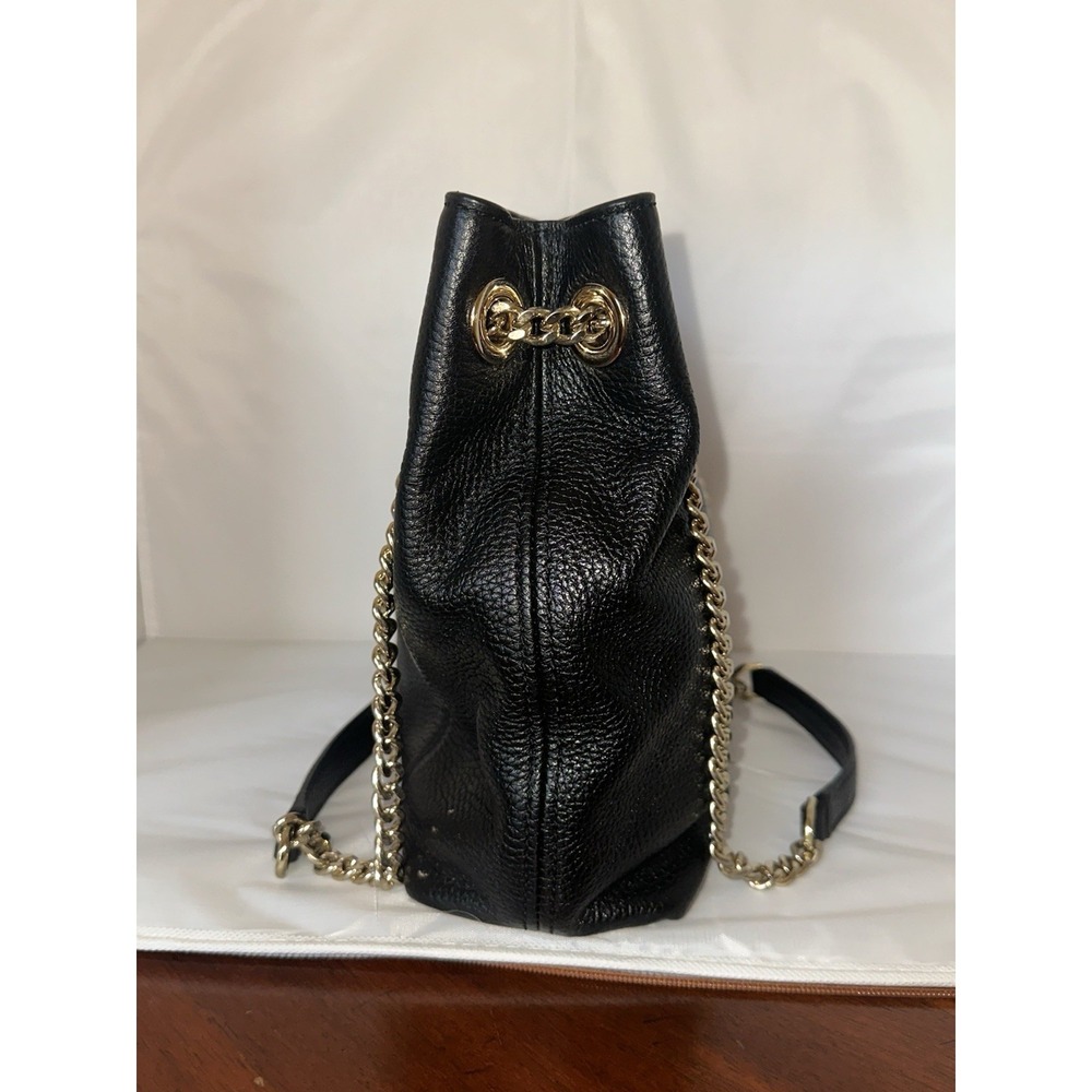Michael Kors Black Pebbled Leather Shoulder/Crossbody Bag Gold Hardware & Charm - Picture 2 of 9